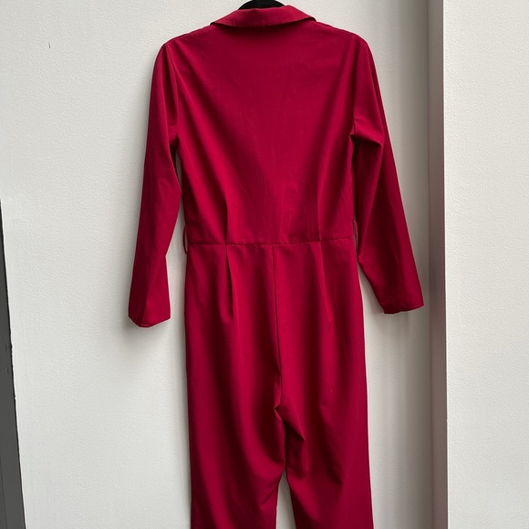 Wine red burgundy wrap jumpsuit - Picture 6 of 7